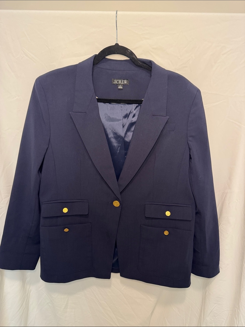 J. Crew Wool Navy Blazer with Gold Buttons